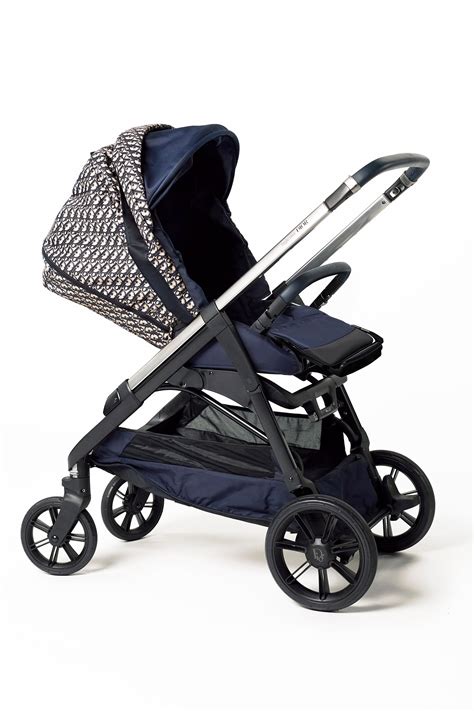 coches dior|Carrito de bebé Lona resistente al agua azul y beige con  .